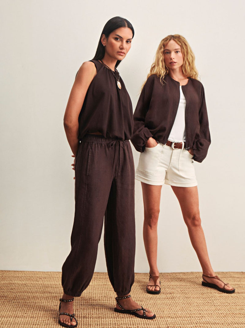 Melody Micro Linen Balloon Pant Rich Soil