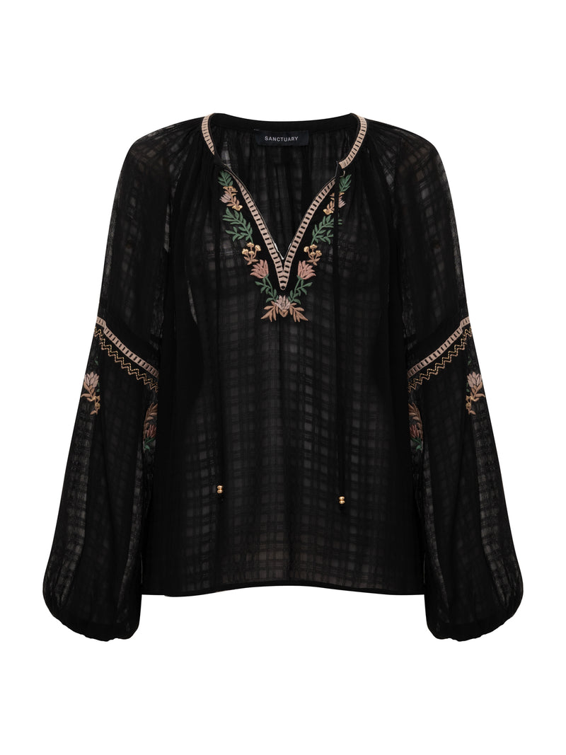 Raye Embroidered Blouse Black alt 6