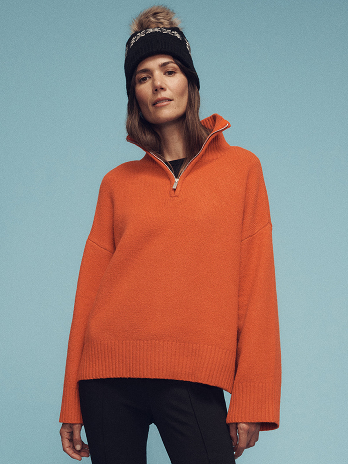 1/4 Zip Cashmere Like Sweater Ski Orange – Sanctuary Clothing