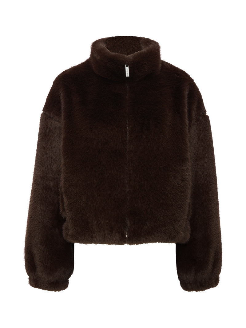 Everest Fur Bomber Espresso Martini Petite Sizing alt 5