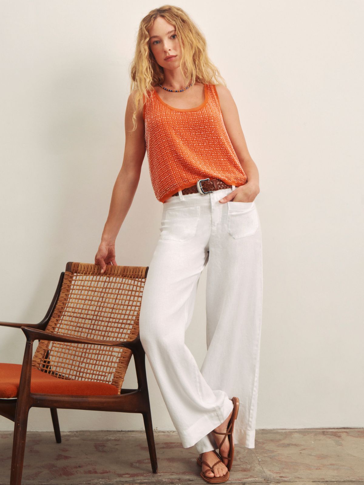 Sanctuary Women's The Linen Marine Wide Leg Pants - White - Size 29 Sanctuary Women's The Linen Marine Wide Leg Pants - White - Size 29