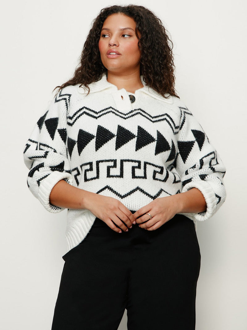 Below Zero Fairisle Popover Chalk And Black Fairisle Extended Sizing alt 1