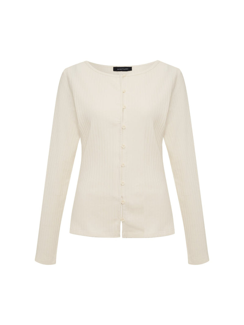 Button Front Ribbed Top Collagen alt 6