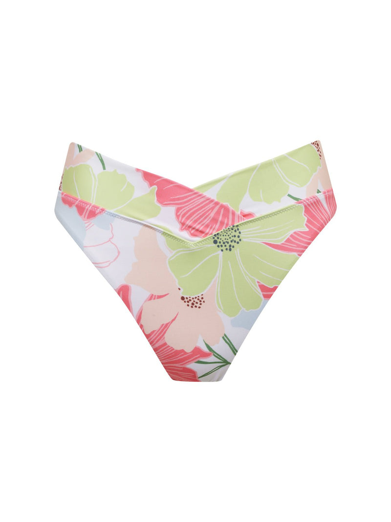 Charming Floral V-Waist High Leg Bikini Bottom White alt 3