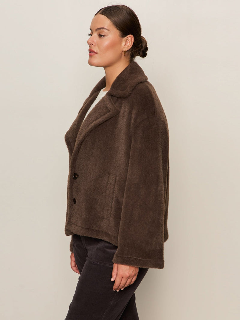 Colette Fur Jacket Choco Chip Extended Sizing alt 2