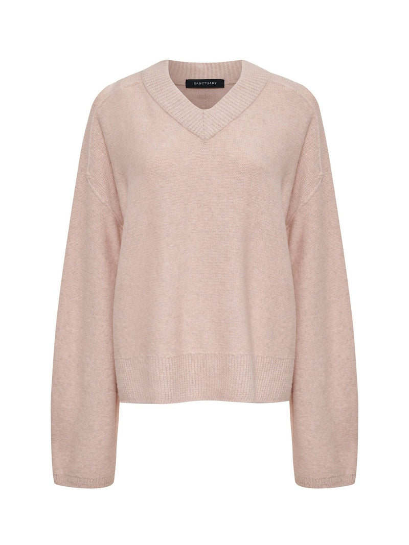 Dreamy V Neck Sweater Heather Rose alt 5