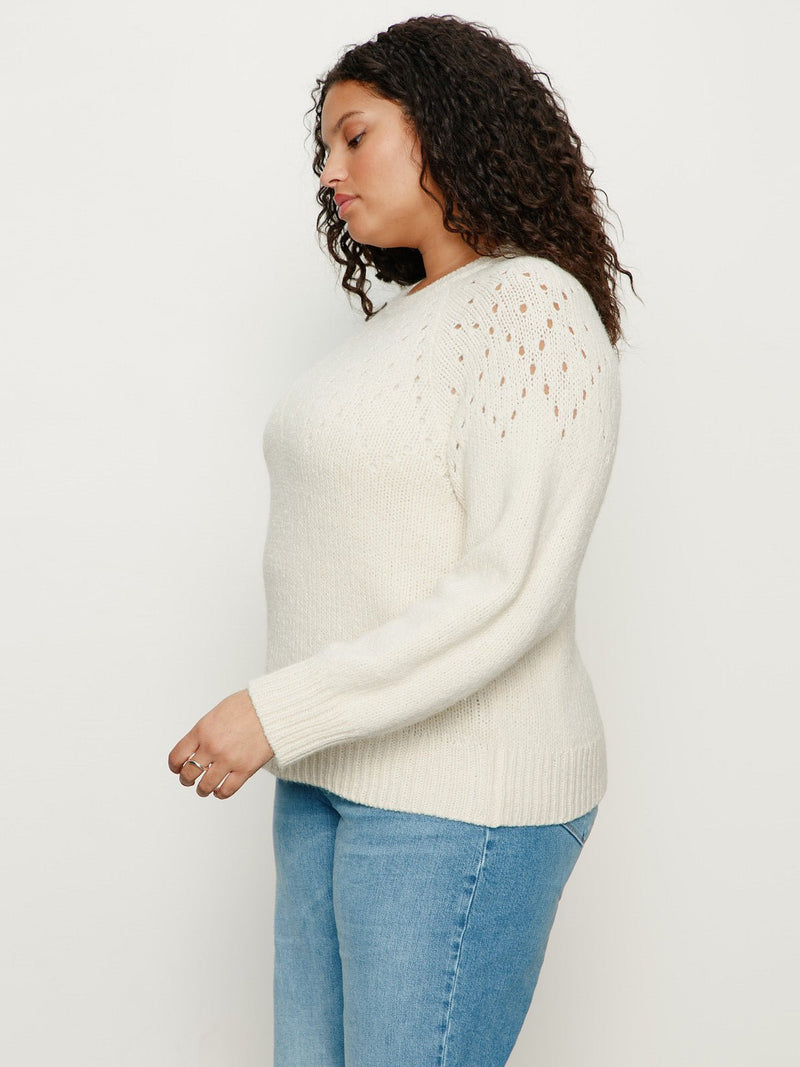 Femme Openwork Sweater Vanilla Creme Extended Sizing alt 4