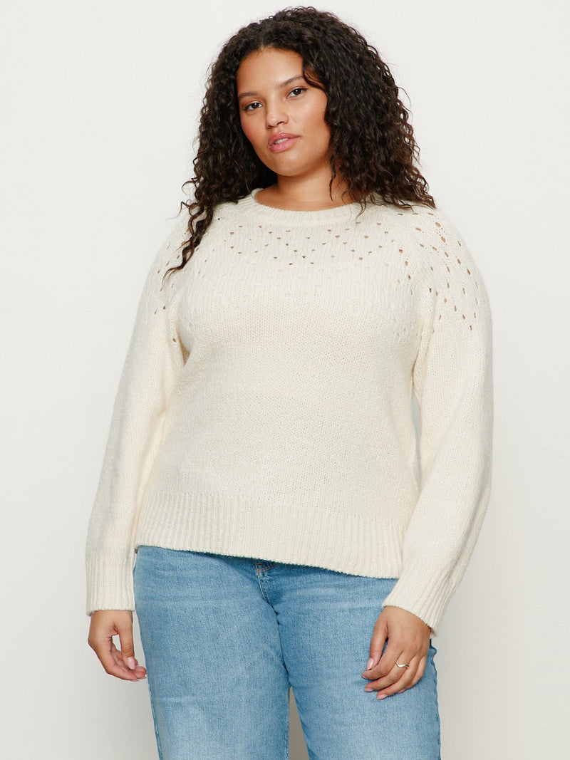 Femme Openwork Sweater Vanilla Creme Extended Sizing alt 2