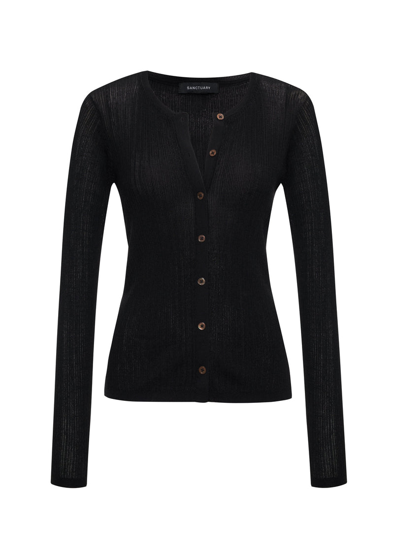 Lightweight Ribbed Cardi Black alt 6