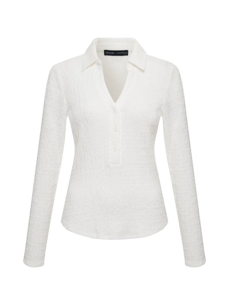 Long Sleeve Textured Top Chalk alt 5