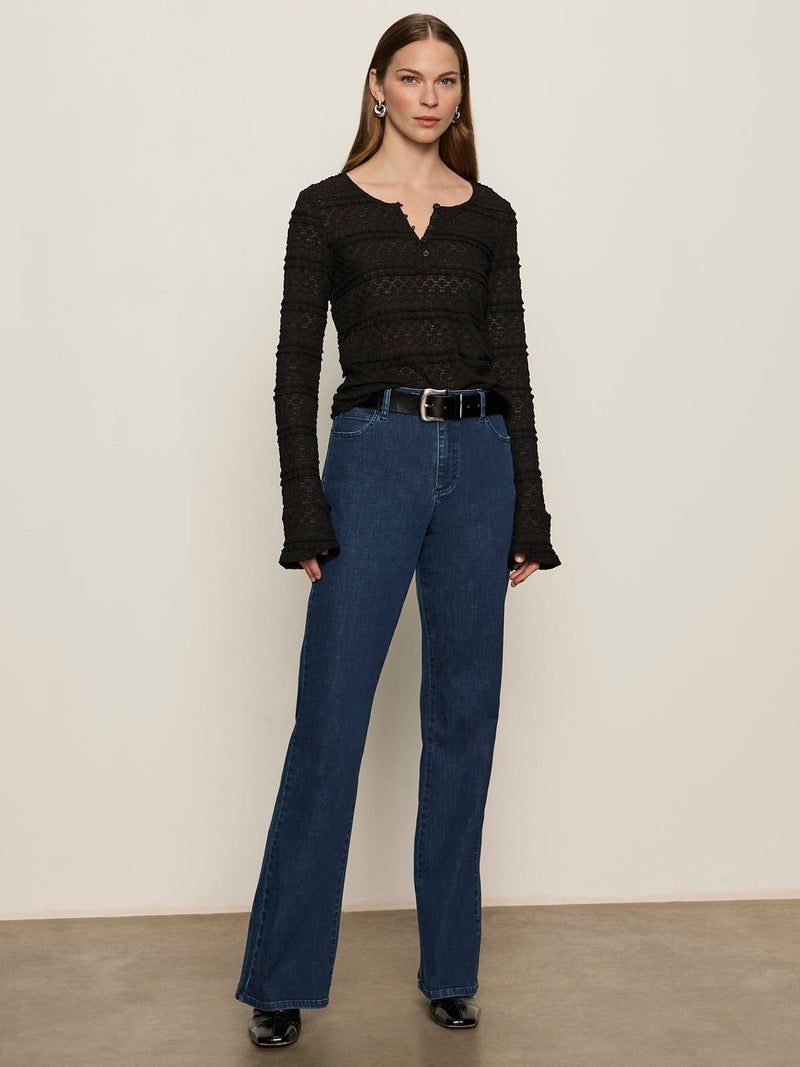 Lovely Lace Button Front Top Black alt 6