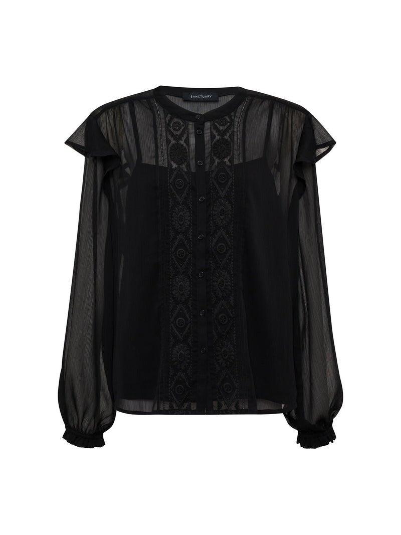 Nostalgia Embroidered Blouse Black alt 5