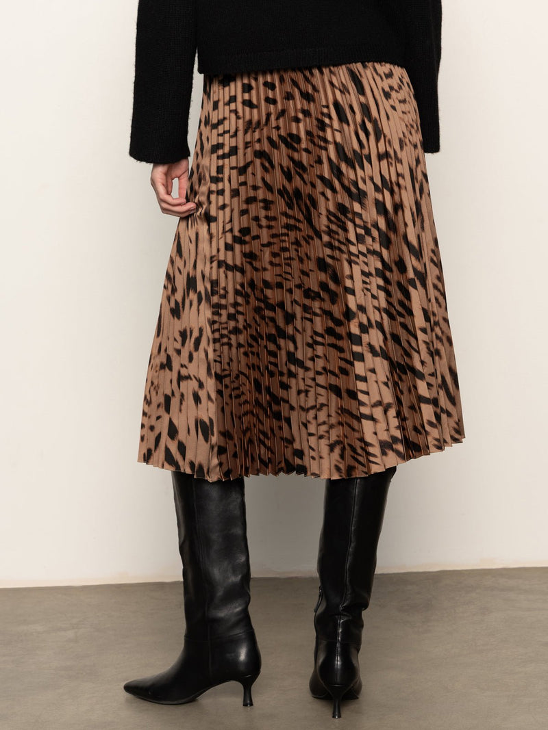 Nostalgia Pleated Midi Skirt Mocha Leo alt 3