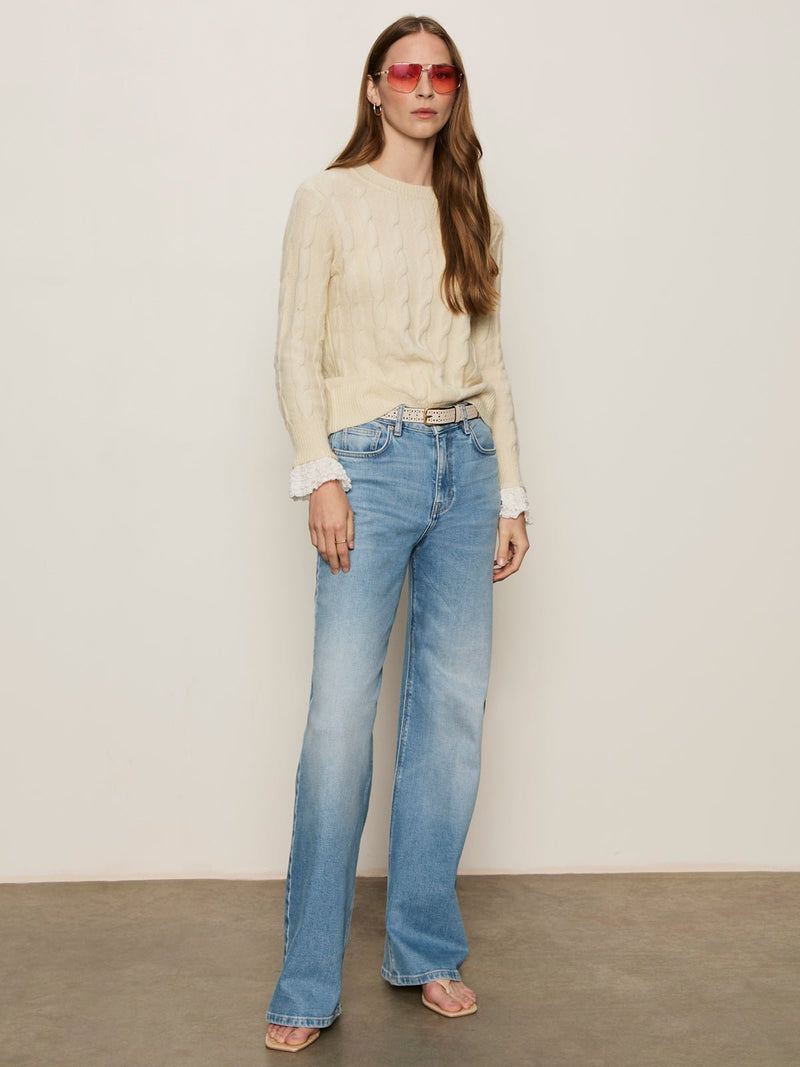 One In A Million Cable Crewneck Sweater Vanilla alt 6