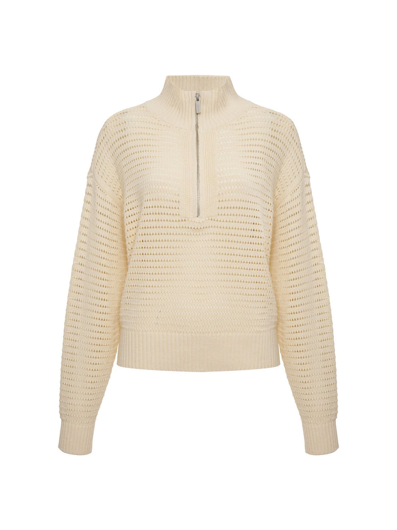 Open Knit 1/2 Zip Sweater Collagen alt 6