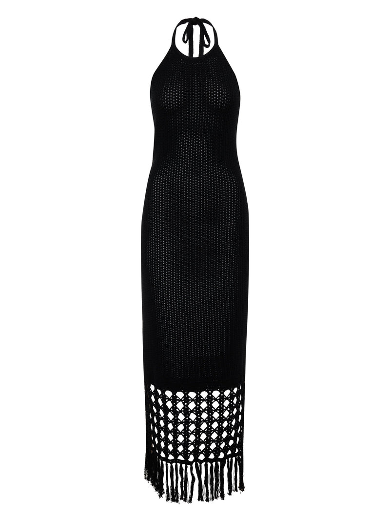 Promenade Halter Dress Black alt 6