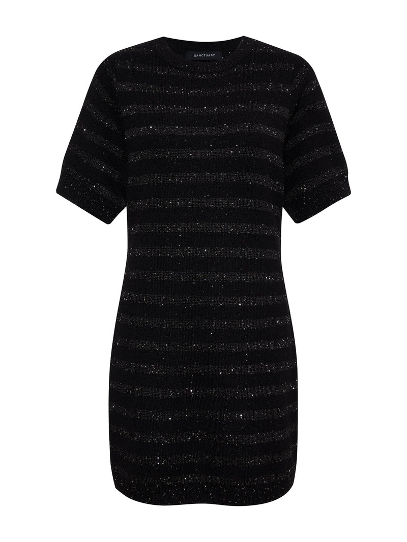 Shine T Shirt Sweater Dress Black With Black Shine alt 5