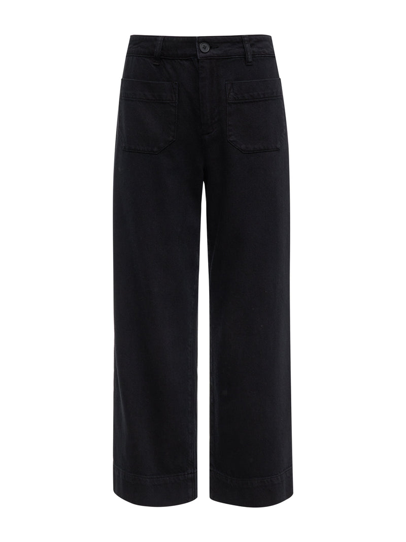 Soft Marine Wide Leg Standard Rise Crop Pant Black alt 5
