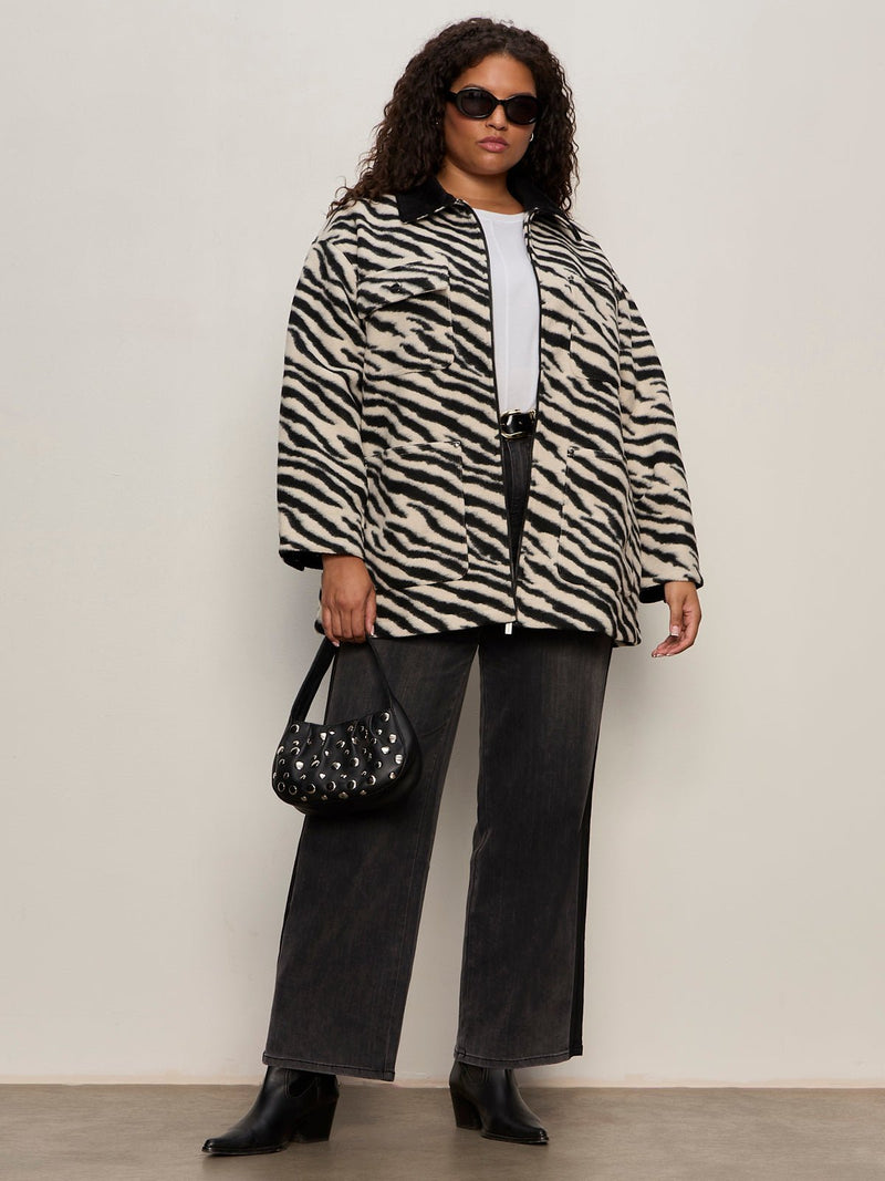 Soiree Barn Jacket Striking Zebra Extended Sizing alt 5