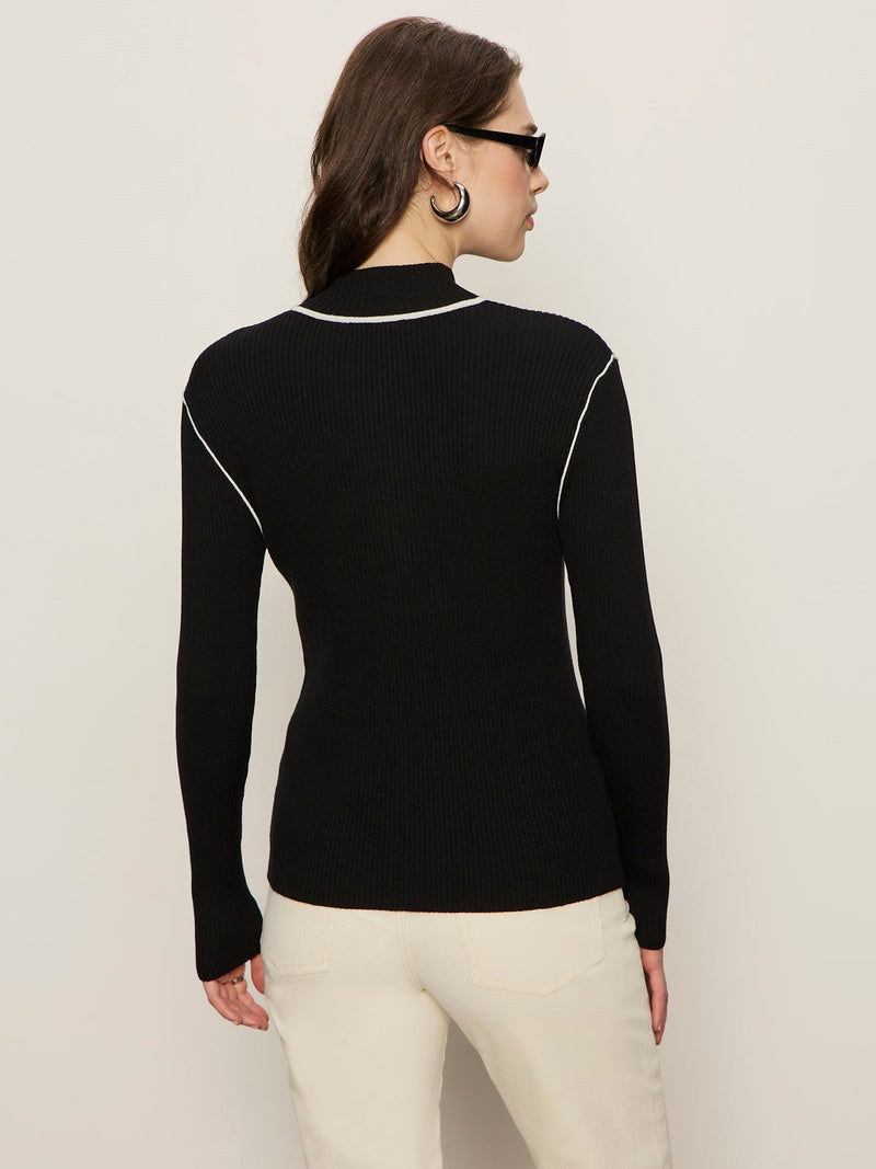 Sporty Rib Zip Up Black With Chalk Tipping alt 3