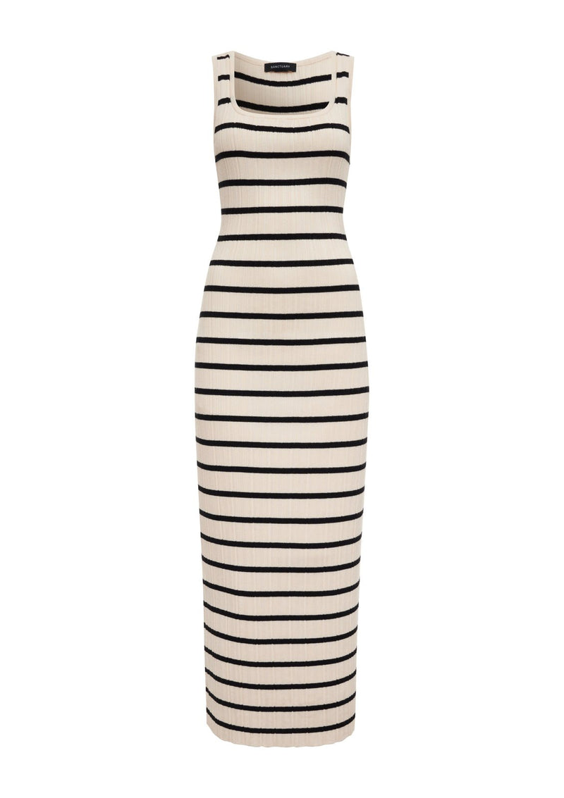 Starlit Rib Maxi Dress Light Oat/Black alt 6