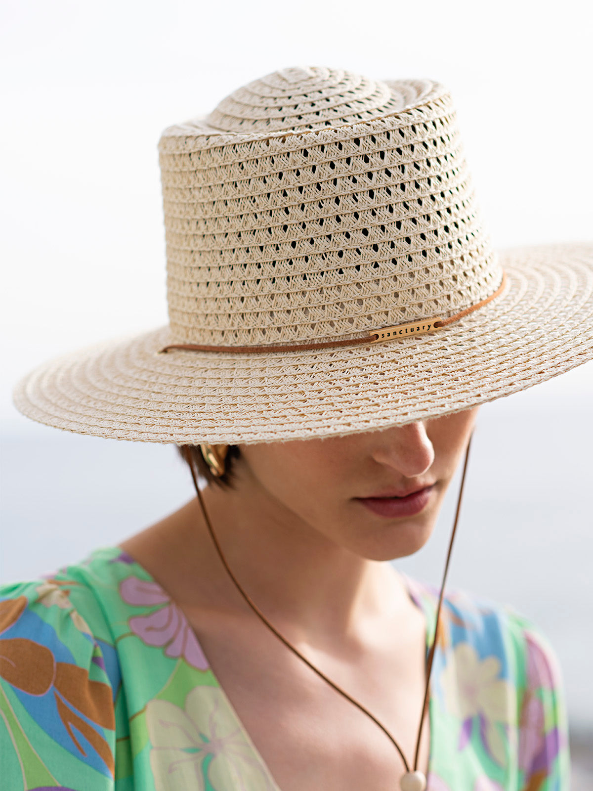 Boater Hat with Chin Strap Light Natural