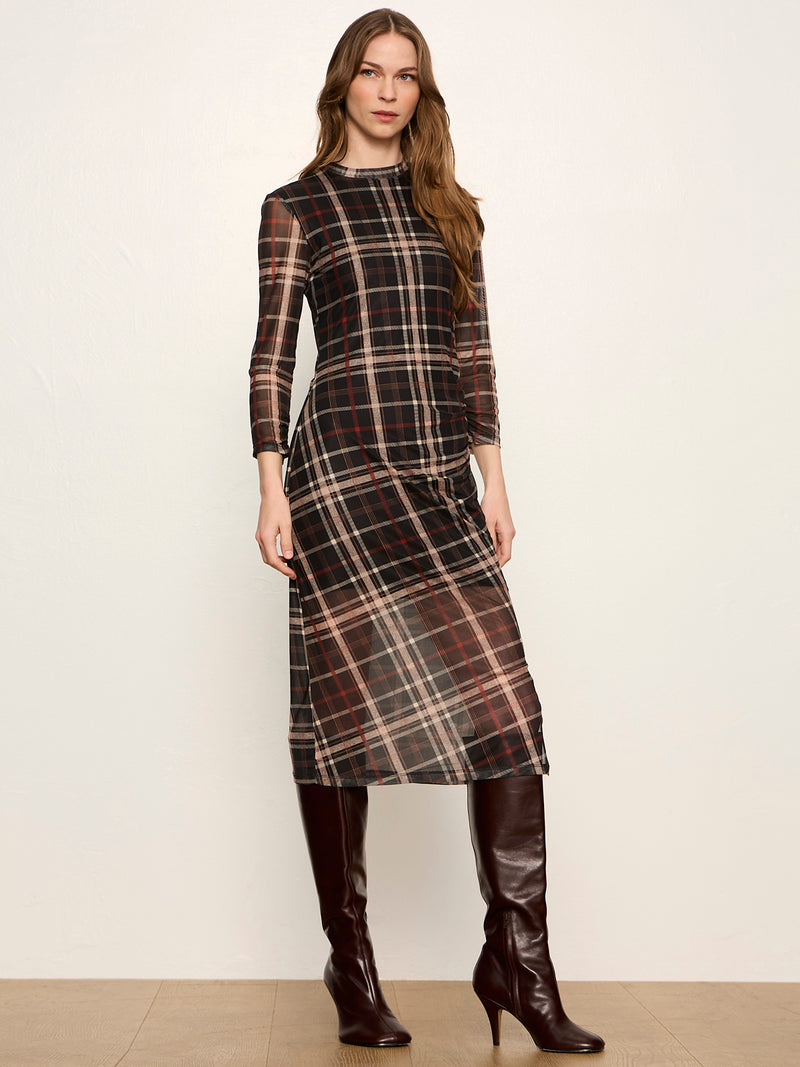 Easy Autumn Mesh Dress Cinder Plaid alt 1