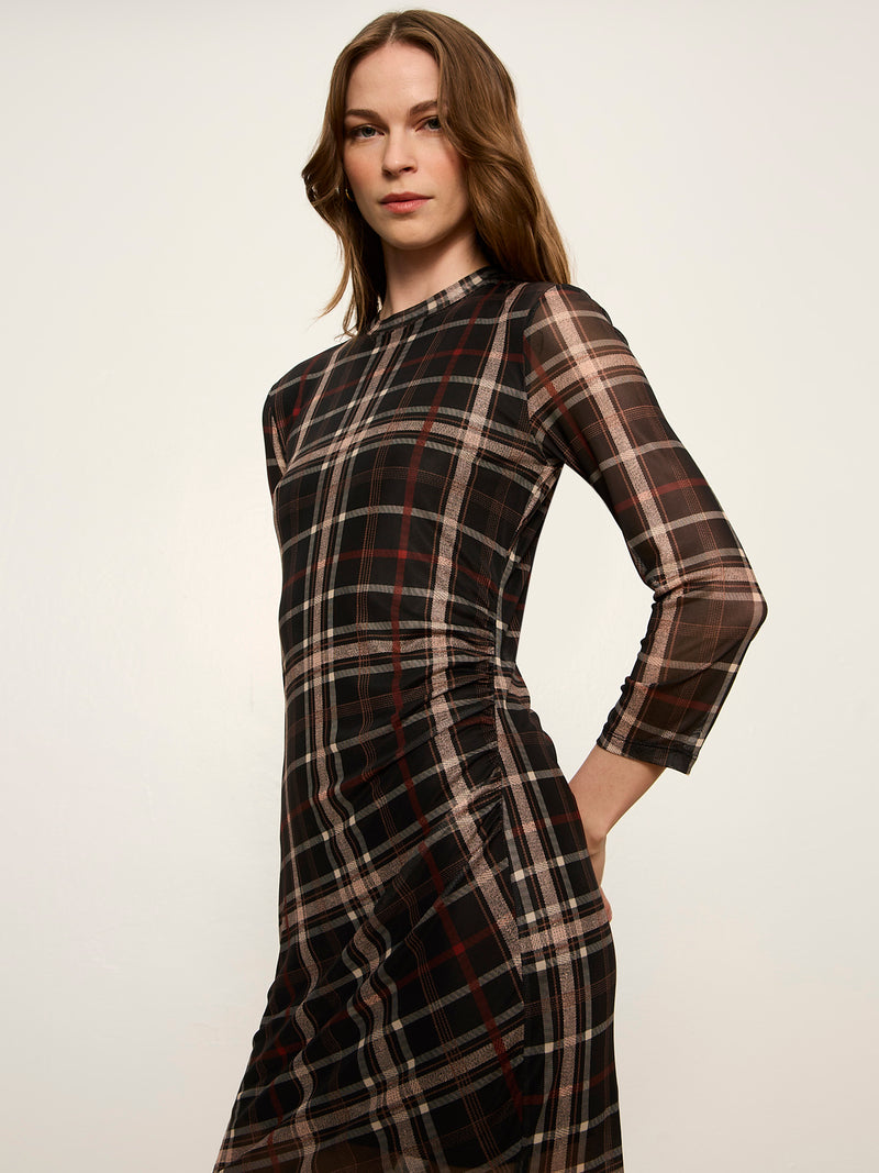 Easy Autumn Mesh Dress Cinder Plaid alt 3