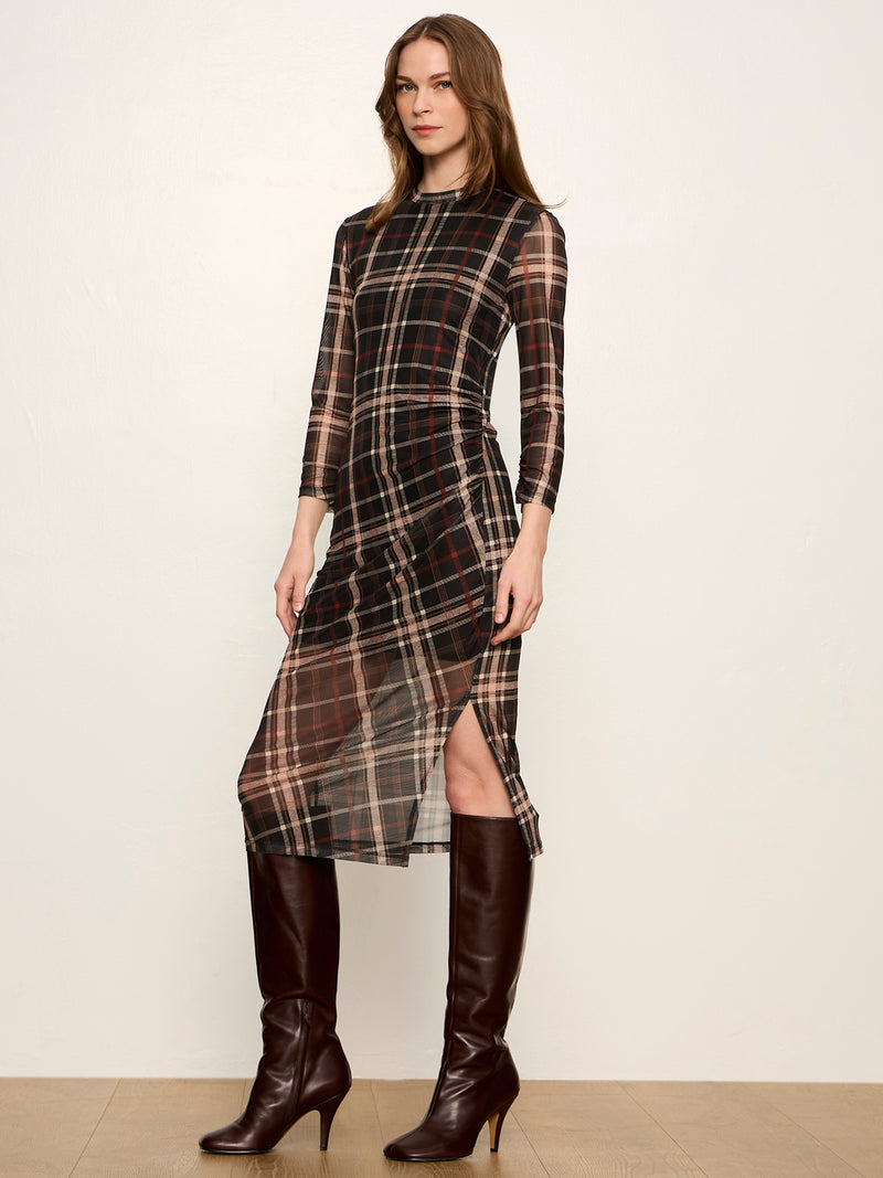 Easy Autumn Mesh Dress Cinder Plaid