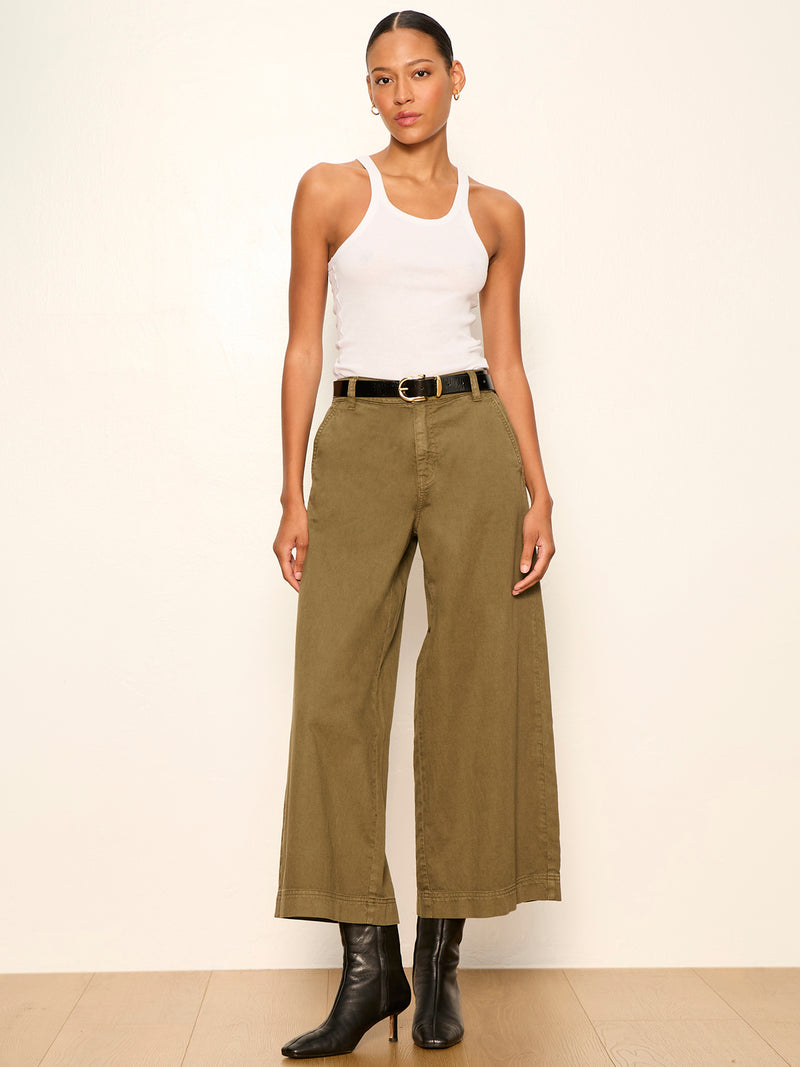 Eloise Ultra Wide Leg Crop Pant Burnt Olive alt 4