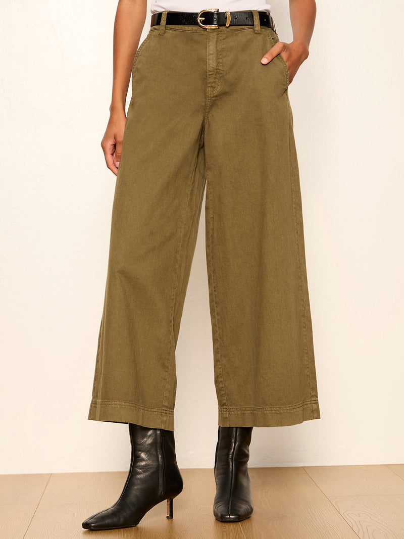 Eloise Ultra Wide Leg Crop Pant Burnt Olive