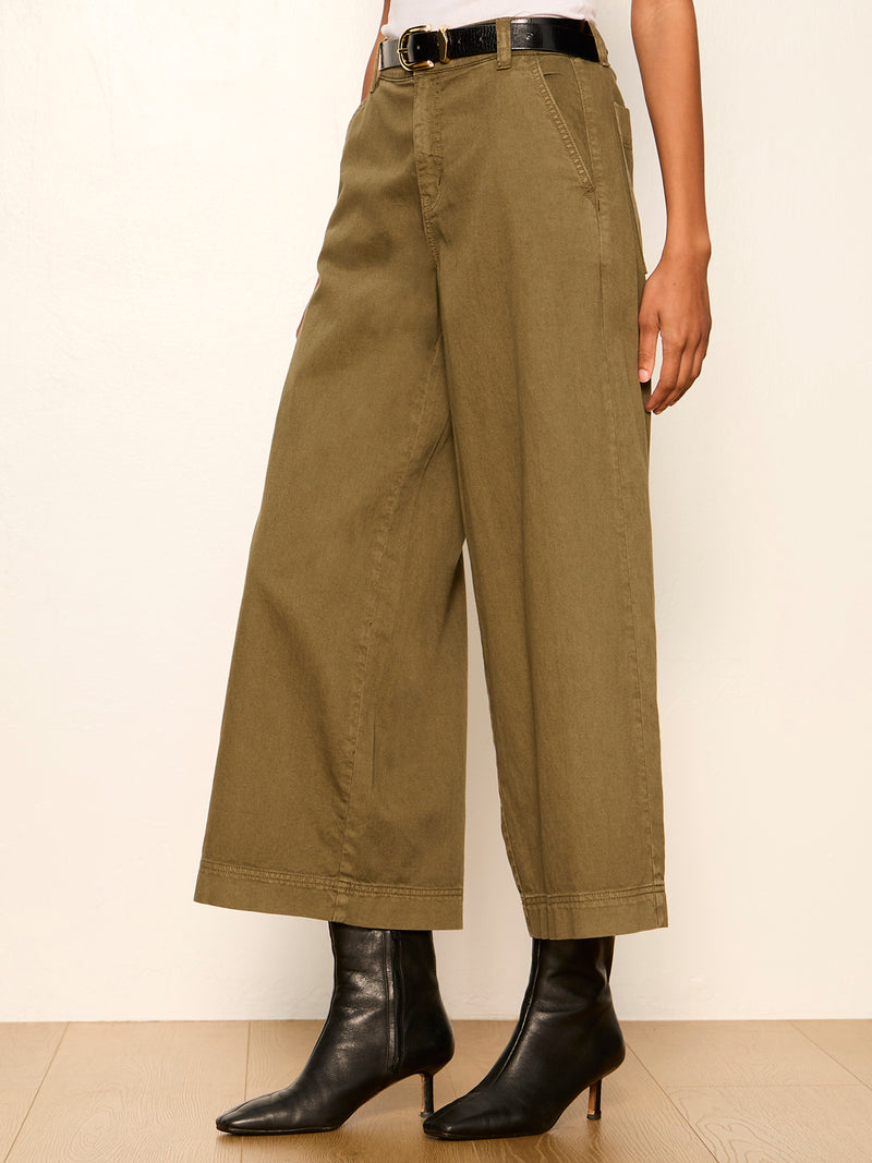 Eloise Ultra Wide Leg Crop Pant Burnt Olive alt 1