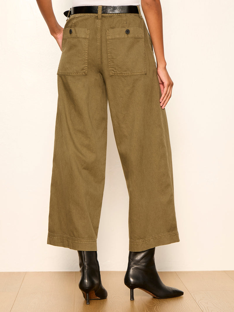 Eloise Ultra Wide Leg Crop Pant Burnt Olive alt 2