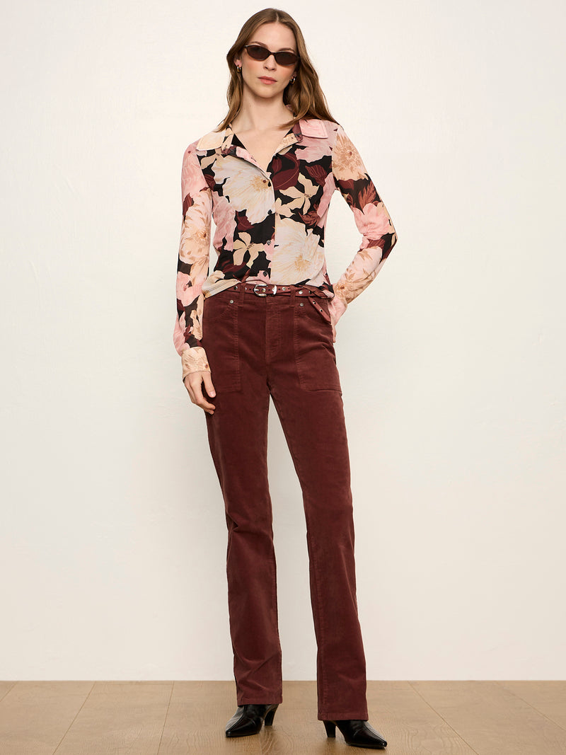 Fitted Mesh Button Down Top Woodland Flora alt 5