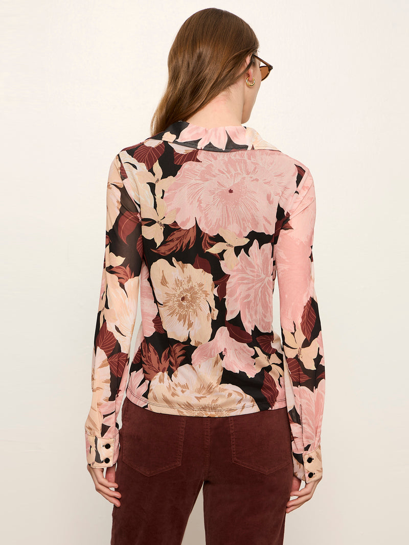 Fitted Mesh Button Down Top Woodland Flora alt 3
