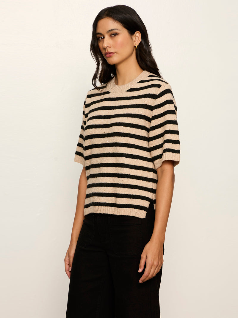 Perfect Sequin Sweater Tee Hazelnut / Black Stripe alt 1