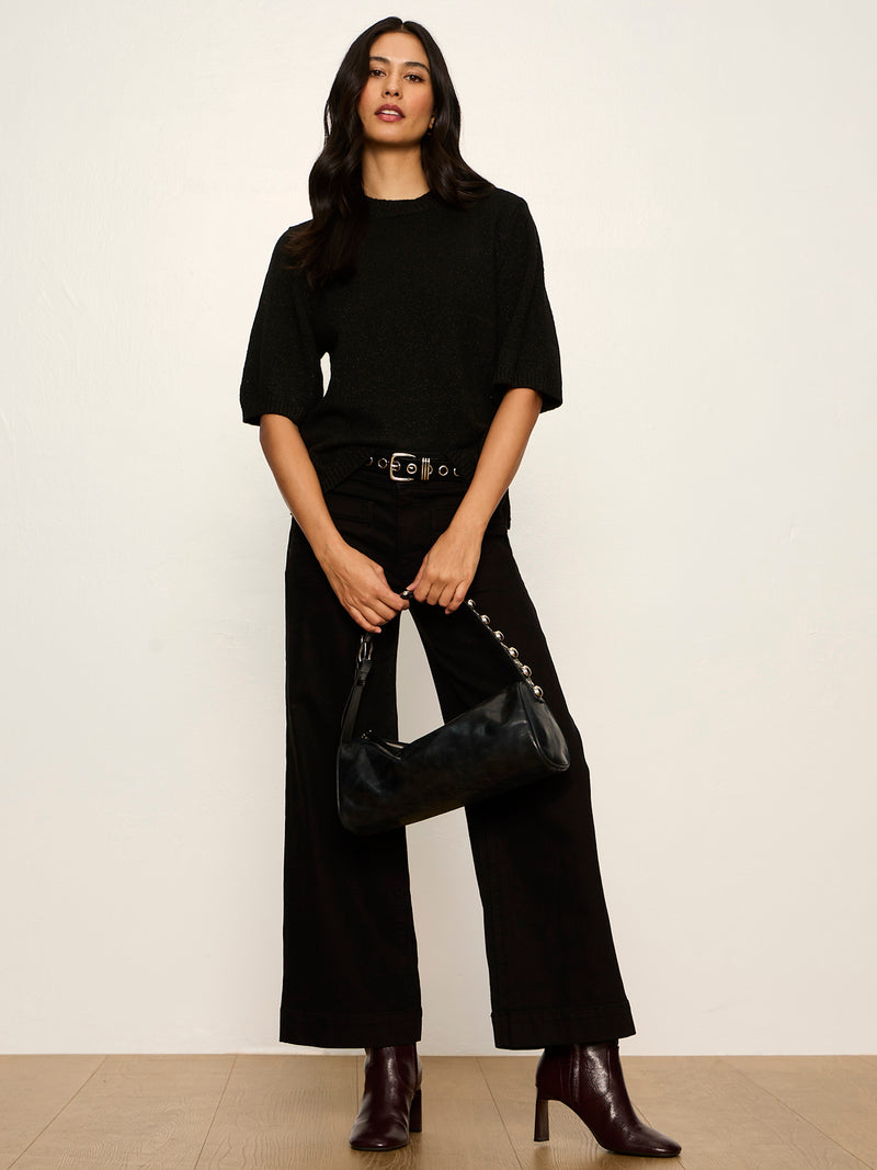 Perfect Sequin Sweater Tee Black alt 5