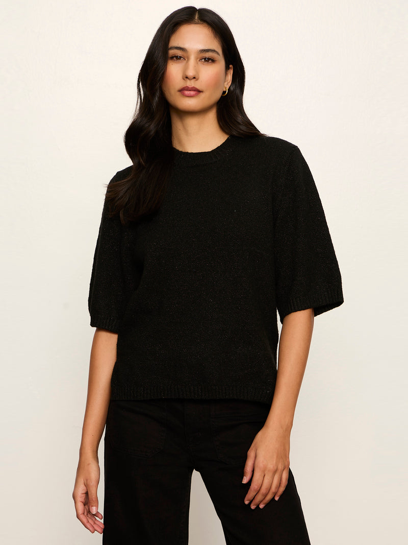 Perfect Sequin Sweater Tee Black alt 1