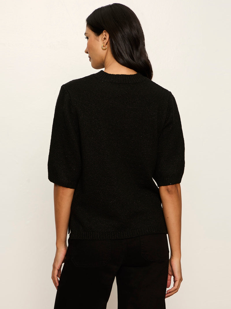 Perfect Sequin Sweater Tee Black alt 3