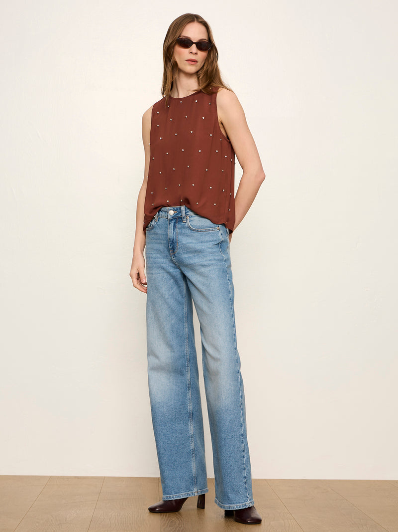 Margo Embellished Shell Top Burnt Cocoa alt 6