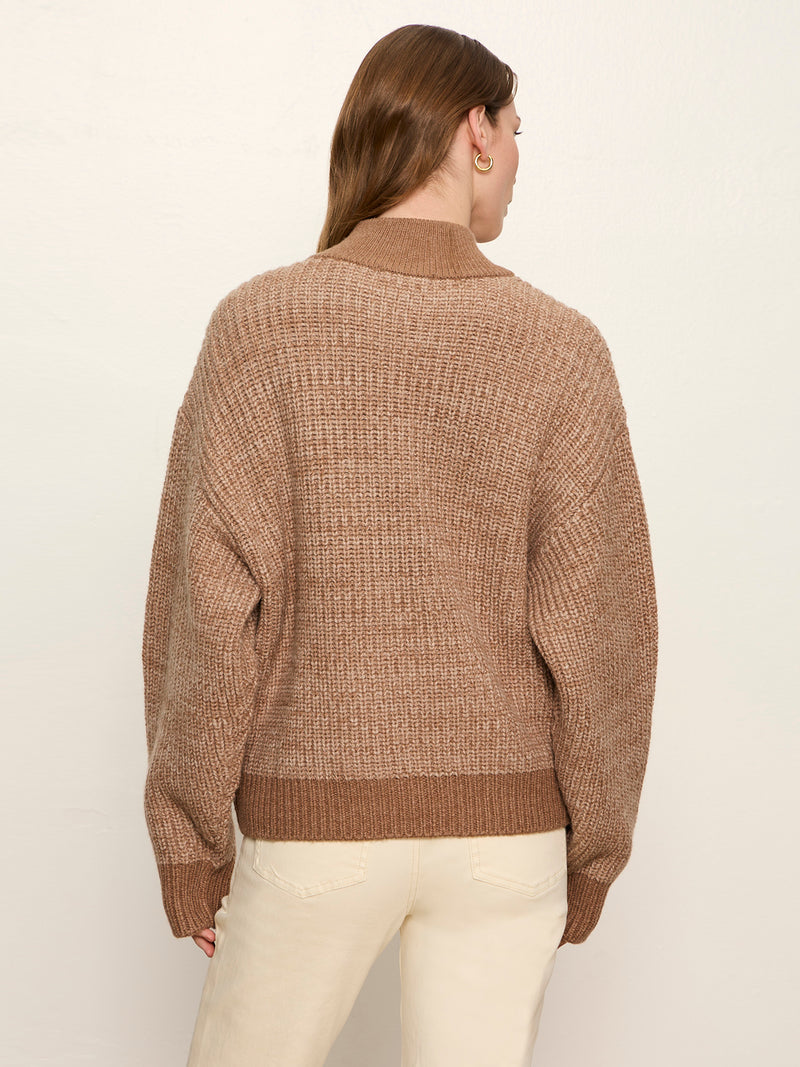 Zip Up Sweater Jacket Heather Cocoa alt 2