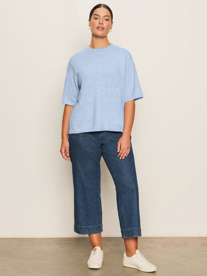 Perfect Sweater Tee Blue Powder Extended Sizing alt 4