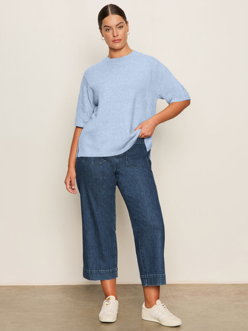 Perfect Sweater Tee Blue Powder Extended Sizing alt 5