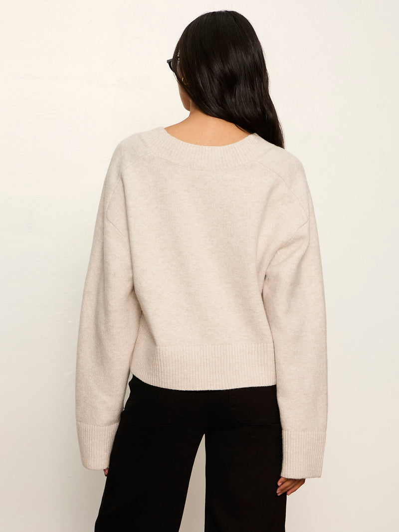 Vanna V-Neck Sweater Heather Hazelnut alt 3