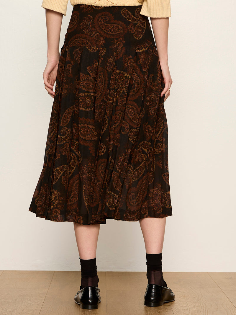 Autumn Pleated Midi Skirt Cocoa Paisley alt 3