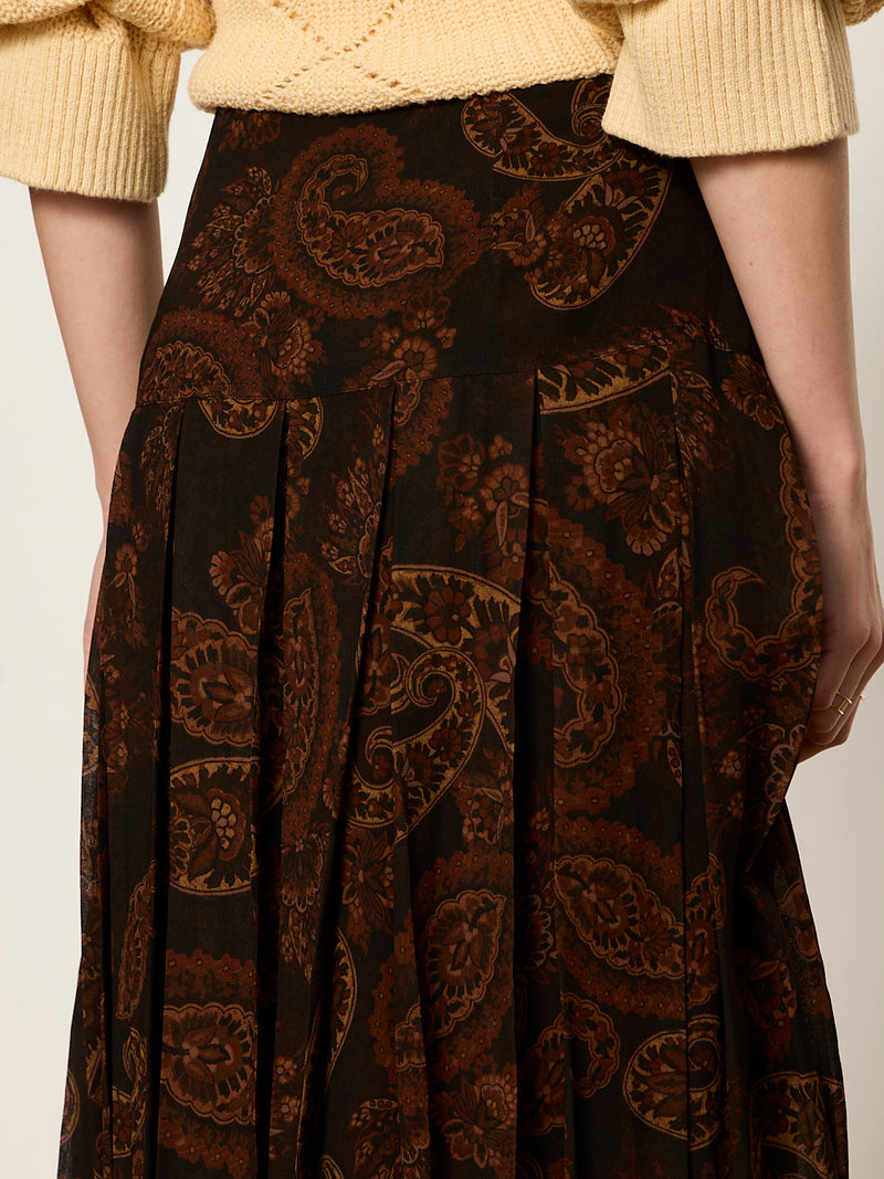 Autumn Pleated Midi Skirt Cocoa Paisley alt 4