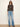 Mesh 3/4 Sleeve Top Cinder Plaid