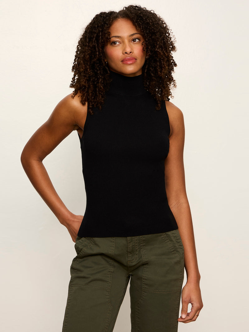 Nova Mock Neck Tank Black alt 1
