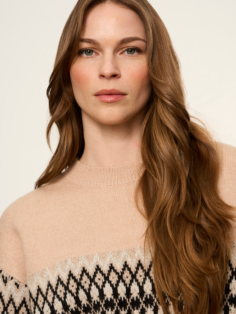 Argyle Crew Pullover Hazelnut Argyle Petite Sizing alt 2