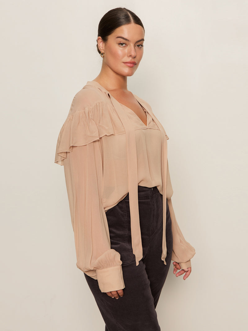 Fade Into You Ruffle Blouse Fawn alt 1